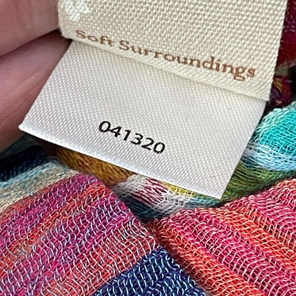 Soft Surroundings “Kona Shores” Rainbow Plaid Gauze Shirt |‎ Size M - Picture 4 of 10